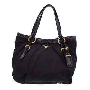 Prada Tessuto handbag patent leather trim Black